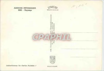 Ardeche pittoresque — paisagem fluvial com falésias e flores — editor LUMICAP, n° 2085 — Verso