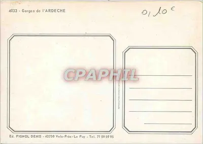 Przełęcze rzeki Ardèche — krajobrazy i naturalne łuki — Wyd. PIGNOL DENIS, nr 4033 — Rewers