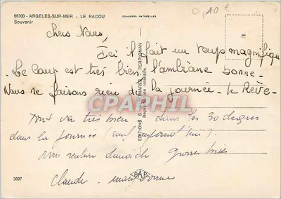 Argel-sur-Mer — vista panorâmica — Edições PAP, n°3097 — Verso