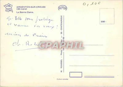 Igreja de Argenton-sur-Creuse — estátua da Virgem Maria — editor M. Roussel — Verso