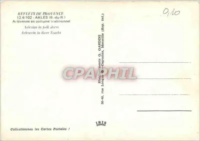 Arlesienne — traje tradicional — Estabelecimentos G. Gandini, Marselha — Verso