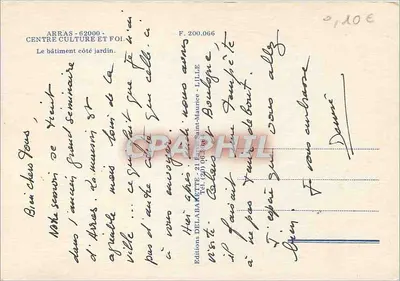 Arras - Centrum Kultury i Wiary — budynek z boku ogrodu — Wydawnictwo Delabarette, n° F.200.066 — Rewers