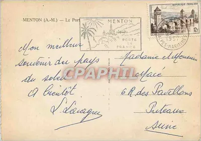 Menton — Port — Wydawca E. Rey, nr M 5 — Rewers