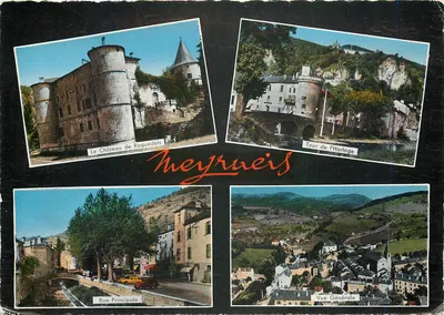 Meyrueis — Castelo de Roquedols, Torre do Relógio, Rua Principal, Vista Geral — Cie des Arts Photomécaniques
