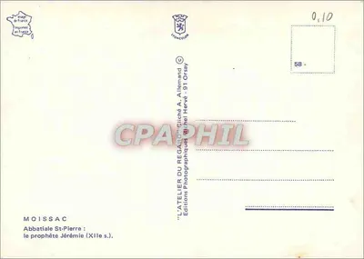 Moissac — Abbatial de São Pedro : o profeta Jeremias (século XI) — Edições Michel Hervé - 91 Orsay — Verso