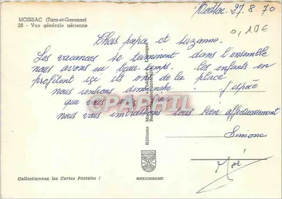Moissac (Tarn-et-Garonne) — Ogólny widok z powietrza — Wydawnictwo Mexichrome, nr 26 — Rewers