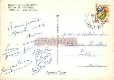 Zbiornik VASSIVIÈRE — (Creuse i Haute-Vienne) — Wydawnictwo Aérienne Wzorcowe — Rewers