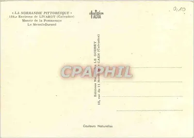 Manoir de la Pommeraye — Okolice Livarot (Calvados) — Éditions Normandes Le Goubey — Rewers