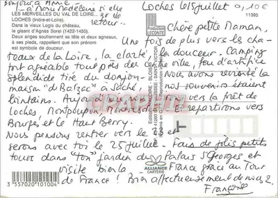 Agnès Sorel — estatua funeraria — Edición Valloire - Saint-Victor — Reverso
