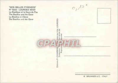 Bazylika i rzeka Pau — Lourdes 65100 — Wydawnictwo P. CHAMBON, Włochy — Rewers