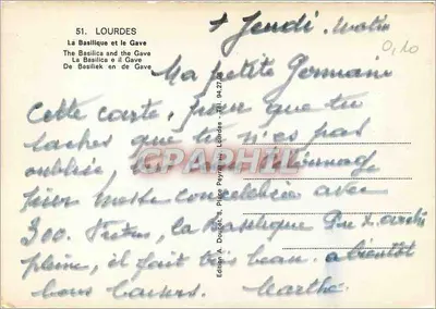 Lourdes — Bazylika i Gave — Wydawca Edluf — Rewers
