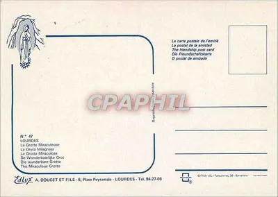 Lourdes — Grotta Miracolosa — A. Doucet et Fils, N° 47 — Rewers