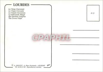 Lourdes — Statua Najświętszej Maryi Panny Królowej — A. DOUCET — Rewers