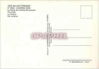 A Virgem da Gruta Milagrosa — Lourdes — Edições P. CHAMBON & Cie — Verso