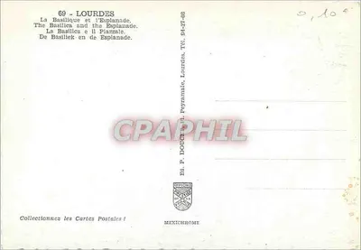 Lourdes — Bazylika i Esplanada — Wyd. P. Douche, Peyramale — Rewers