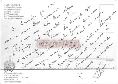 Lourdes — Gruta Milagrosa — Edición A. DOUCET — Reverso