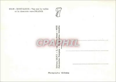 Mont-Louis — Ansicht der Talregion und der Abfahrt nach Prades — Editions S.E.P.T. - Nice — Rückseite