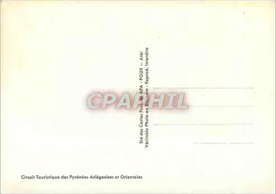 Tarjeta postal turística — Pirineos Ariégeoises y Orientales — Reverso