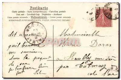 Buquê de rosas e lavanda — em um vaso com motivos — editor A. N. P. RICH, n° 103 — Verso