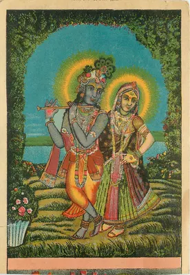 Krishna e Radha — ilustração hindu — editor não visível