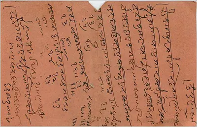 Siedząca bogini grająca na sitarze — Budroodin Ahmedjee, handlarz papierami, Suthar Chawl, Bombay — Rewers