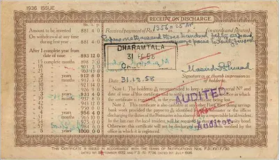 Antieke ansichtkaart van 1000 rupie — 5 jaar — uitgegeven in Rasulnagar, India — serie 24 — Achterkant