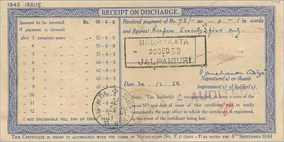 Nagarakata — Certifikat depozytu narodowego 50 rupii — Urząd pocztowy — Rewers