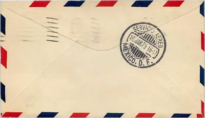 브라운스빌-멕시코시티 첫 국제 항공편 — 텍사스 주 브라운스빌, 1929년 — 미국 우체국 — 뒷면