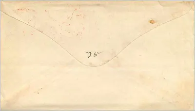 Carte postale à l'adresse de Mr. Ariel B. Crocker à Boston — timbre 5 cents et cachet de poste de Sandwich, Mass. — Verso