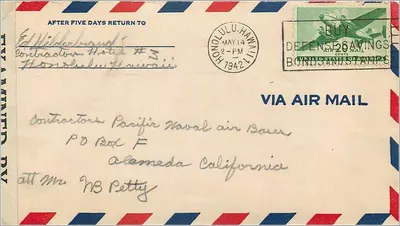 Honolulu, Havaí — Carta aérea por volta de 1942 — United States Airmail