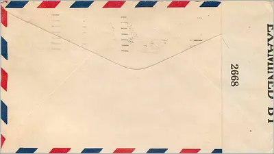 Honolulu, Havaí — Carta aérea por volta de 1942 — United States Airmail — Verso