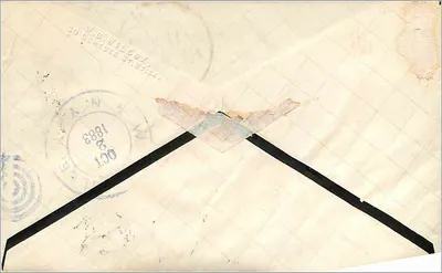 Carta postal enviada de Nova York — selo verde de 5 centavos e carimbo de envio — Verso