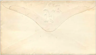 버몬트 주 미들버리 — 미국에서 뉴올리언스로 보낸 우표 — R. Koer, 번호 10/71 — 뒷면