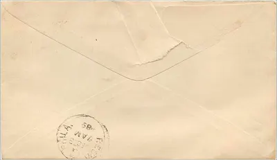 Filadelfia — Sobrecarta de pago para Miss Anna Chew — Jesse J. Rogers, comerciante de harina, Filadelfia, PA — Reverso