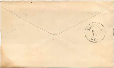 Smirne (Turchia) — Lettera a John Anthony a Smirne — timbro 2 centesimi USA — Verso
