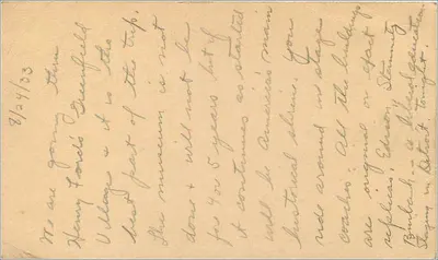 Greenfield, Michigan — Vue du village Henry Ford — éditeur inconnu, n° 187 — Verso