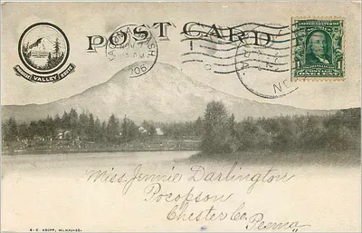 Widok od wschodu z Rocher d'Aigle — Narodowy Park Mont Rainier, Washington — Fotografia Barn S. Série R, nr 6 — Rewers