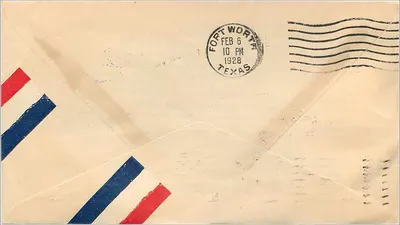 Prima tratta aerea Dallas-Galveston — Houston, Texas — 6 febbraio 1928 — Verso