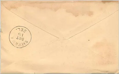Cartolina postale destinata a Smyrna, Delaware — ritorno a Philadelphia — timbro da 2 centesimi — Verso
