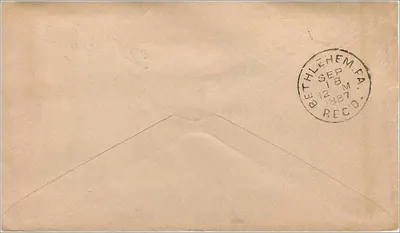 Middletown, Del. — G.W.W. Naudain, comerciante general — sello de 2 centavos y cancelación del 17 de septiembre de 1887 — Reverso