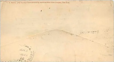 편지봉투 — 인쇄된 용지 — 발행자 American Bank Note Company, 뉴욕 — 뒷면