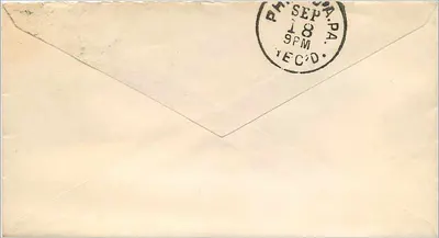 Cincinnati — carte postale versée à Philadelphie — éditeur non identifié, n° de série non visible — Verso