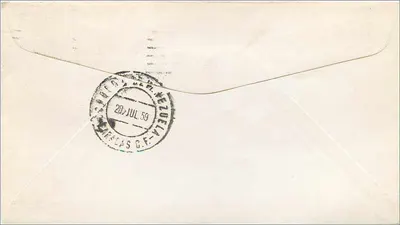 '제트 클립퍼' 뉴욕-카라카스 첫 비행 — 팬에어 — 발행사 팬에어, 번호 F.A.M.5 — 뒷면