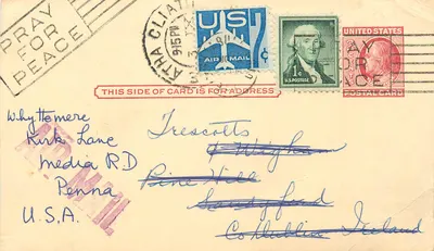 Carte postale américaine — mensagem familiar — editor United States Postal Card