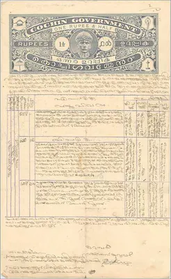 Regierungs-Administrations-Postkarte von Cochin — 1½ Rupie — unbekannter Verleger, Seriennummer nicht sichtbar