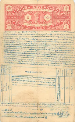 Postcard of Cochin — 2 annas stamp — publisher Cochin Government