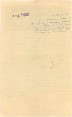 Postcard with State of Cochin stamp — 4 annas — handwritten text in Malayalam — Back