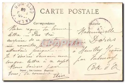 Soldado francês em uniforme — texto patriótico — editor APCS, n° 394 — Verso