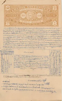 Carte postale de Cochin — timbre de 2½ roupies — éditeur Cochin Government