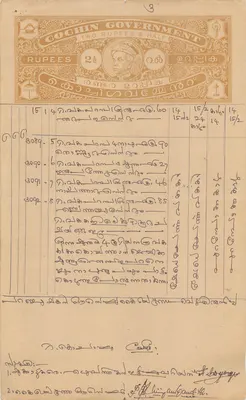 Carte postal administrativa do governo de Cochin — 2½ roupies — editor Cochin Government